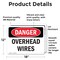 Signmission Overhead Wires Danger Sign, Vinyl Decal, 18in W x 12in L, 2PK OS-2PACK-DS-D-1218-L-2290 - alternate 3